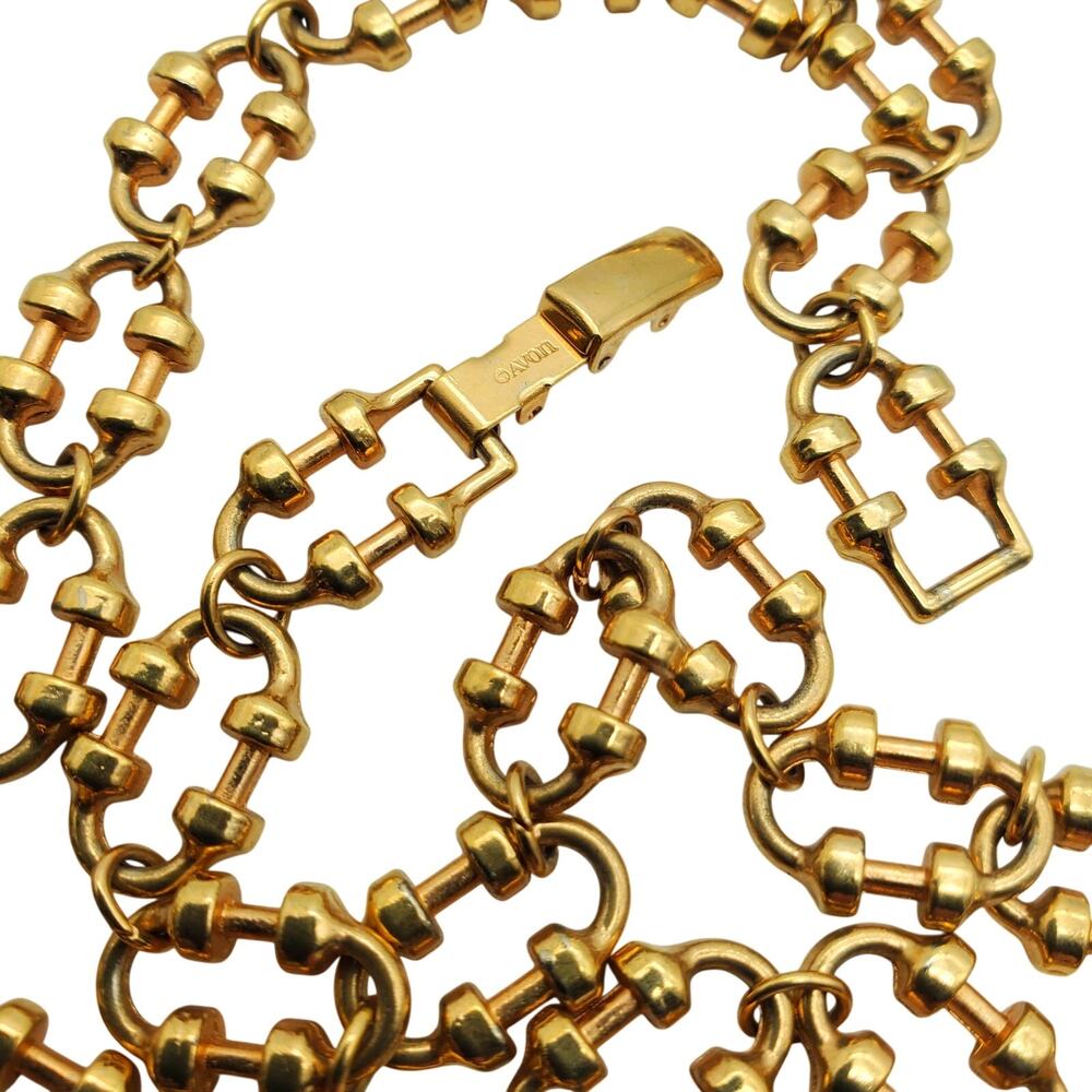 Avon Gold Tone Necklace Strand Oval Chunky Chain 1980s Statement Classic Vintage - Picture 2 of 9